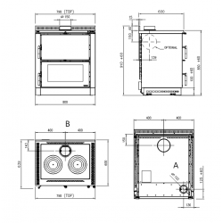 Cuisinière à bois encastrable Verona XXL