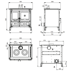 Cuisinière à bois GARDENIA 5.0 Steel