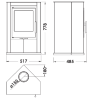 Dimensions Poêle à bois d'angle Sagres