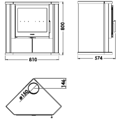 Schéma Poêle à bois d'angle Sintra Panadero