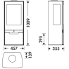 Dimensions Poêle à bois étanche ZINC