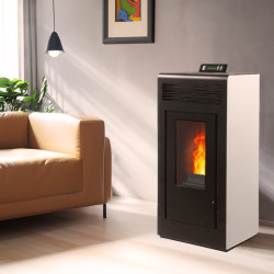 Poêle à granulés étanche concentrique Vulcano up 13 kw blanc salon