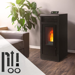 Pack Poêle à granulés étanche concentrique Vulcano 11kw noir salon