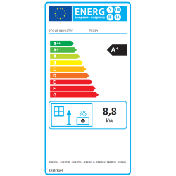 Poêle à granulés extra plat et étanche (sortie dessus concentrique)  - Tessa - 4,3 Kw