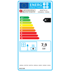 Label énergie Cuisinière à Bois Rosetta 5.0 Ceramica Liberty